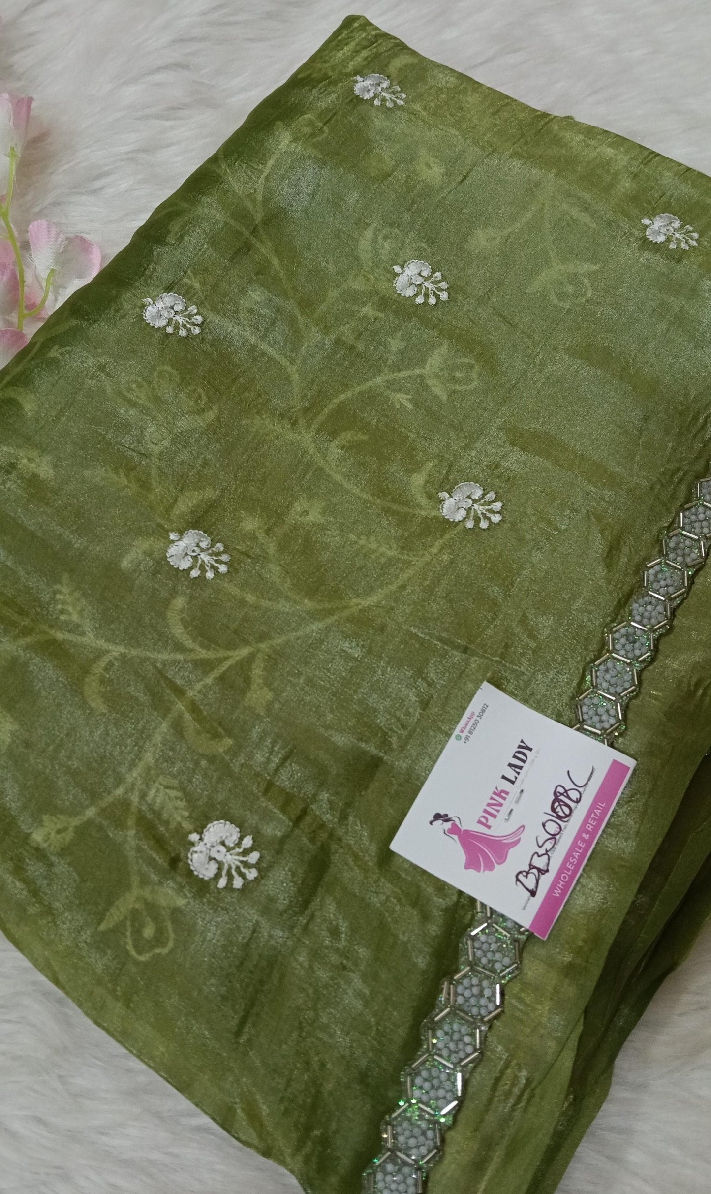 Designer Saree with Pearls Handwork Border - BBS108C