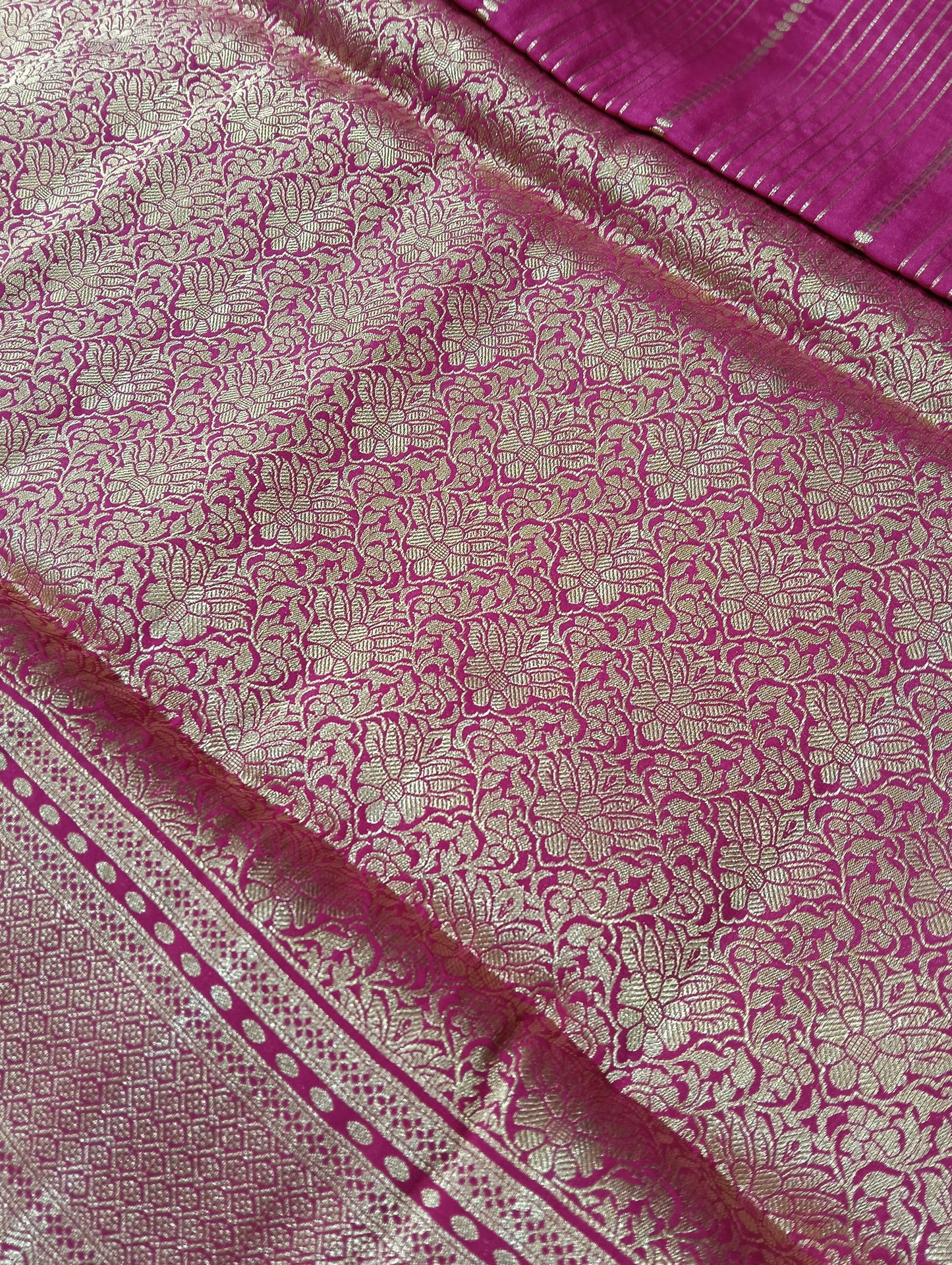 Semi Mysore Crape With Jery Lines Saree with Big Border - BBS119D