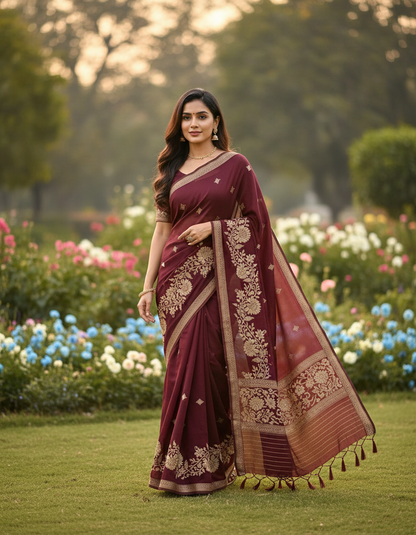Banarasi Chiffon Saree with Weaving - BBS084