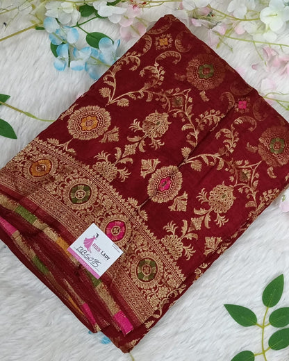 Banarasi Khadi Georgette Saree with Jaali Design - BBS085