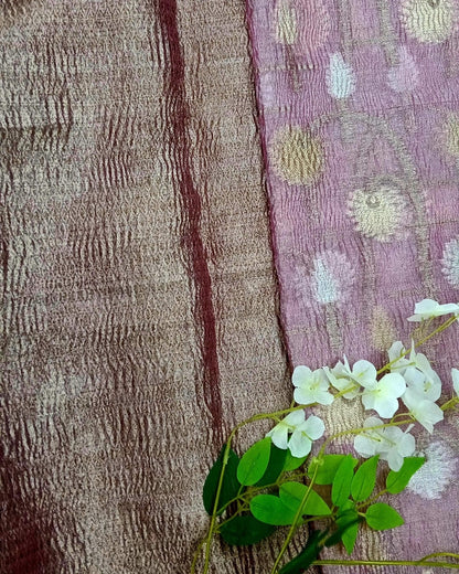 Crushed Tissue Saree With Big Border - BBS089