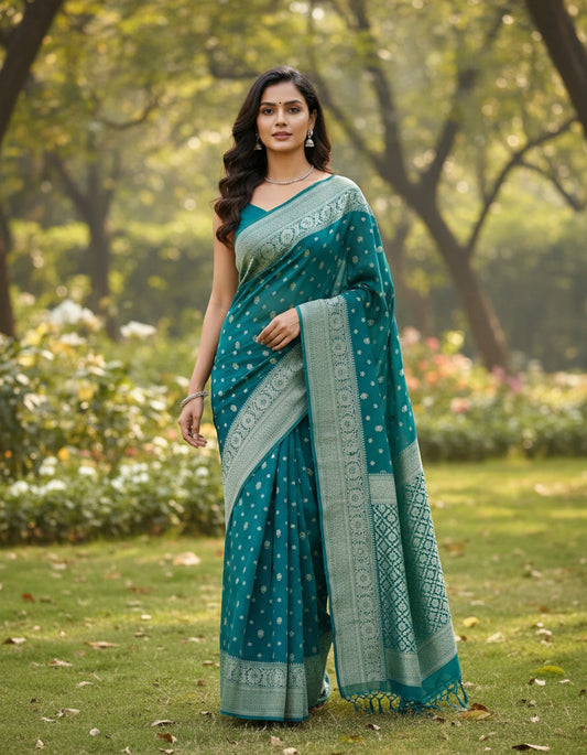 Banarasi chiffon Georgette saree with meenaakari border - BBS098