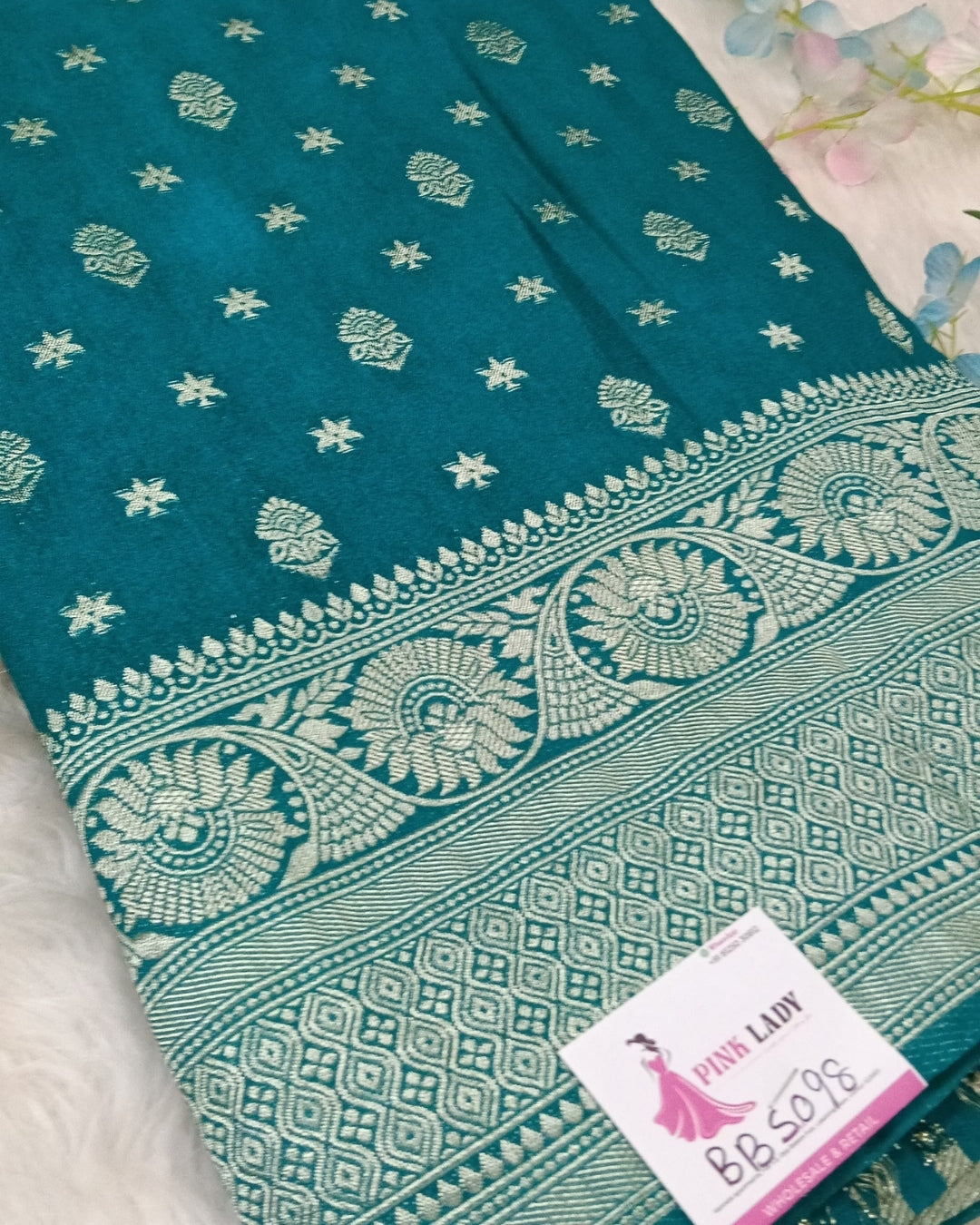 Banarasi chiffon Georgette saree with meenaakari border - BBS098