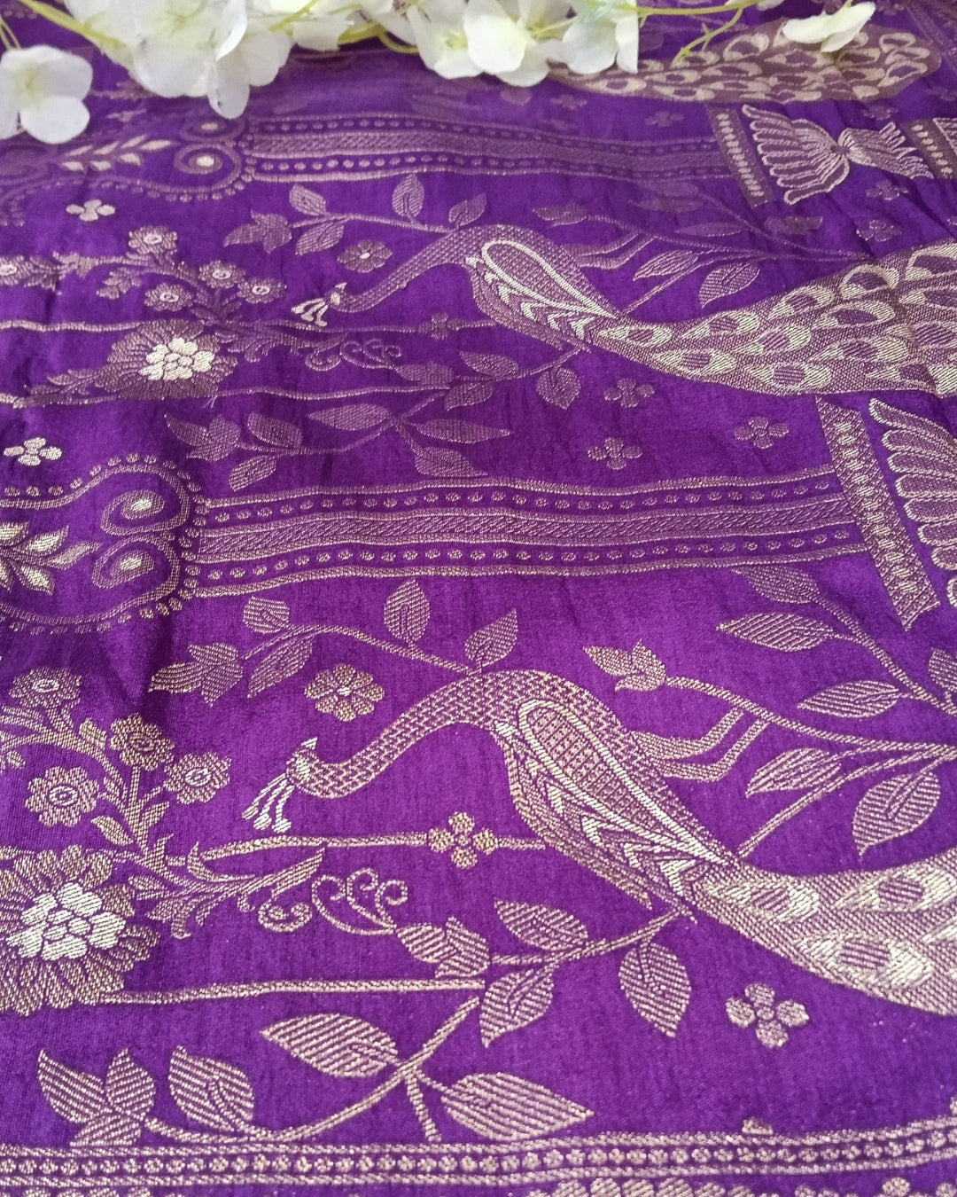 Banarasi Mashroo Saree with Weaving border and buta - BBS101