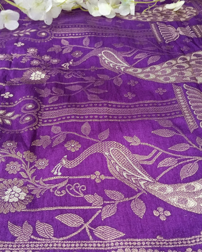 Banarasi Mashroo Saree with Weaving border and buta - BBS101