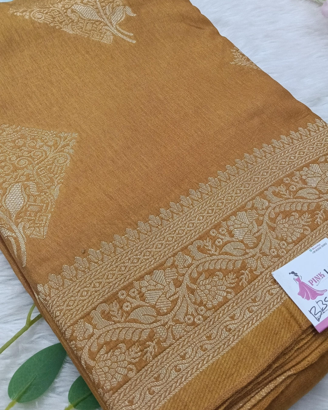 Banarasi Khadi Saree with Weaving border and buta - BBS103