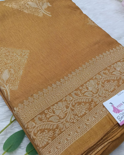 Banarasi Khadi Saree with Weaving border and buta - BBS103