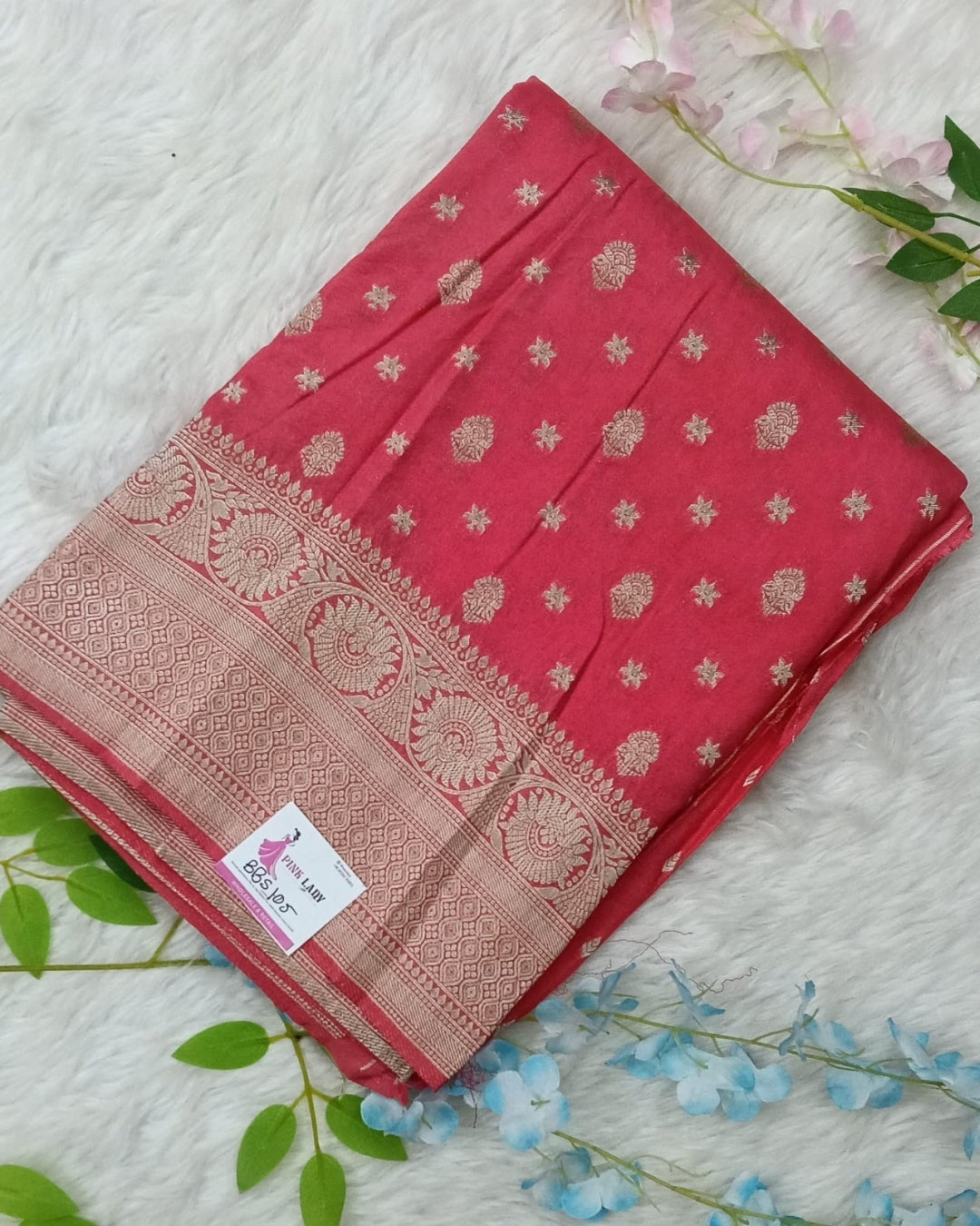 Benarasi chiffon Georgette saree with meenaakari border - BBS105