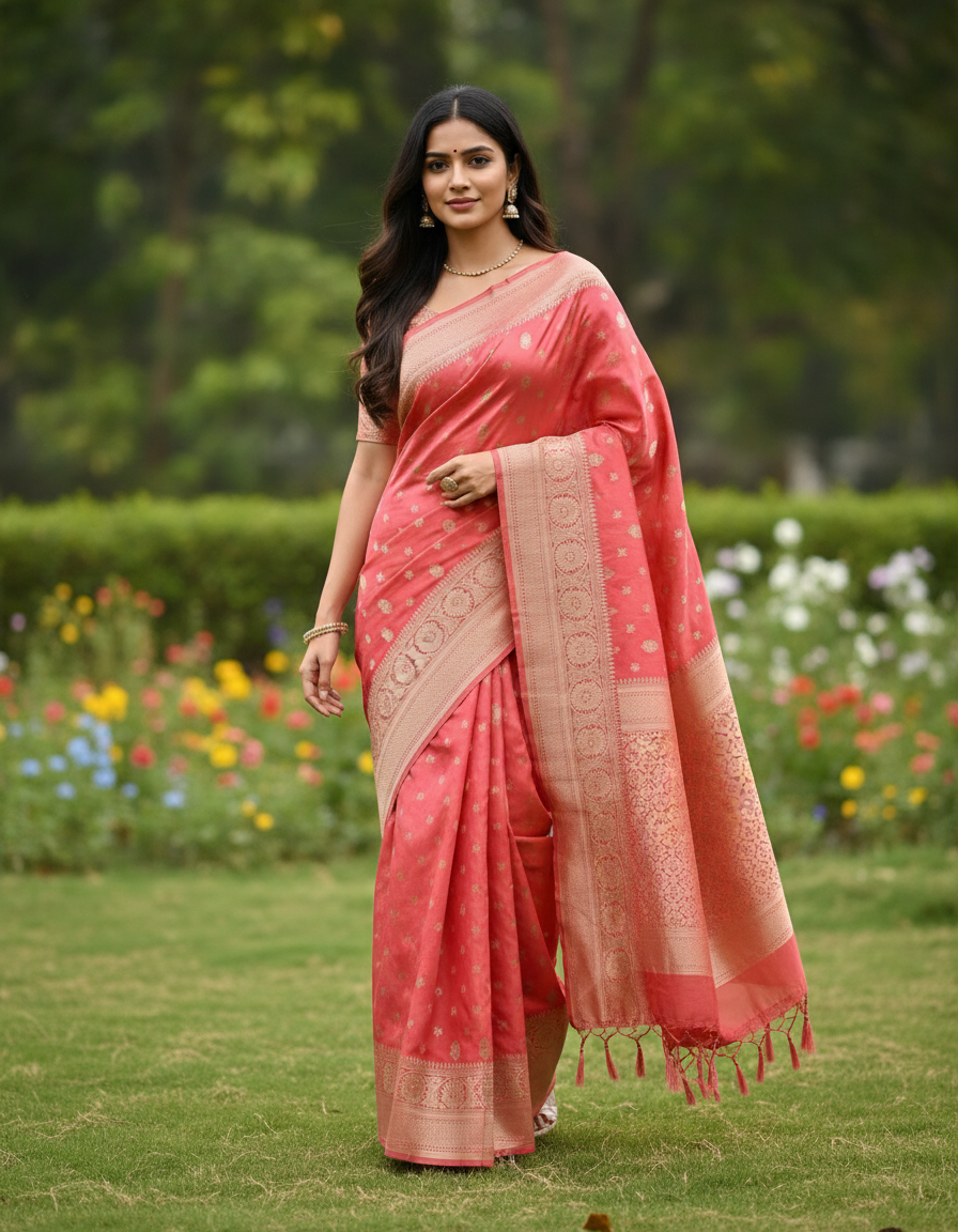 Benarasi chiffon Georgette saree with meenaakari border - BBS105