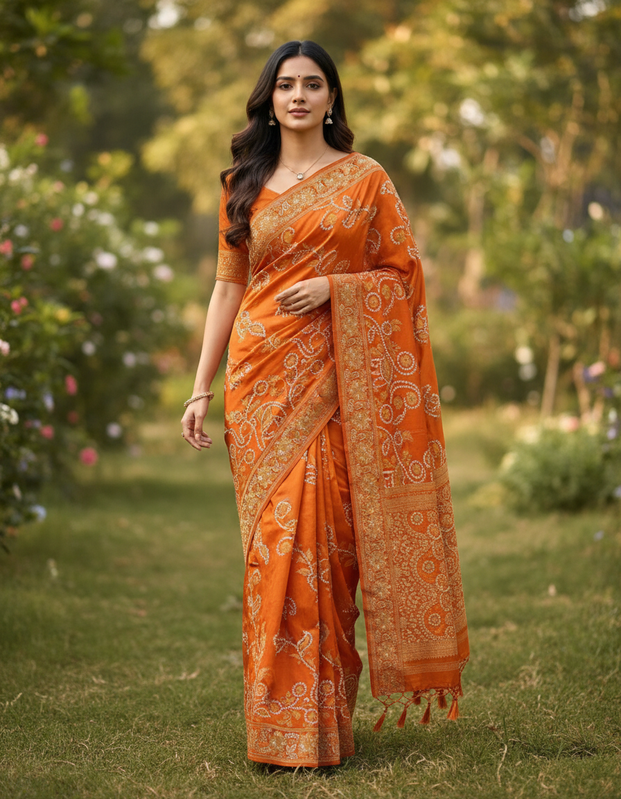 Banarasi Weaving Handloom with Bandini Design - BBS106B