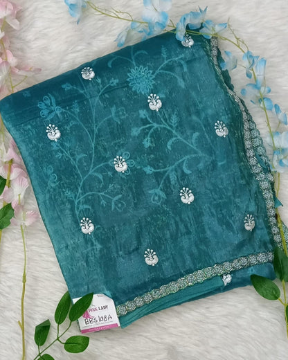 Designer Saree with Pearls Handwork Border - BBS108A