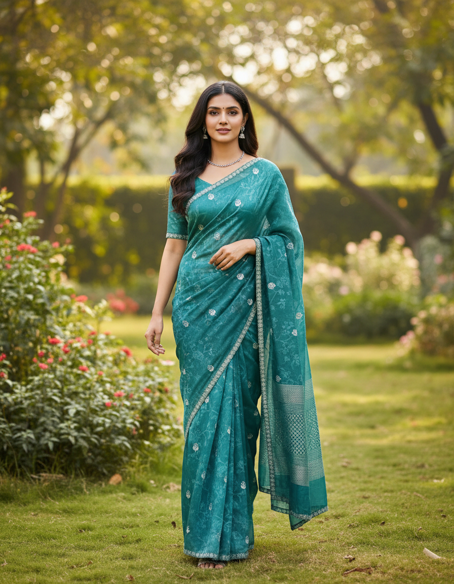 Designer Saree with Pearls Handwork Border - BBS108A