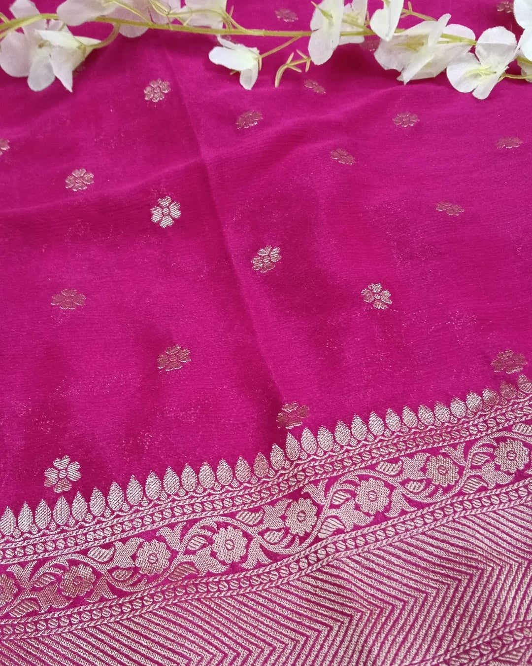 Banarasi chiffon Georgette saree with meenaakari border - BBS120