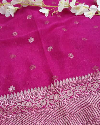 Banarasi chiffon Georgette saree with meenaakari border - BBS120