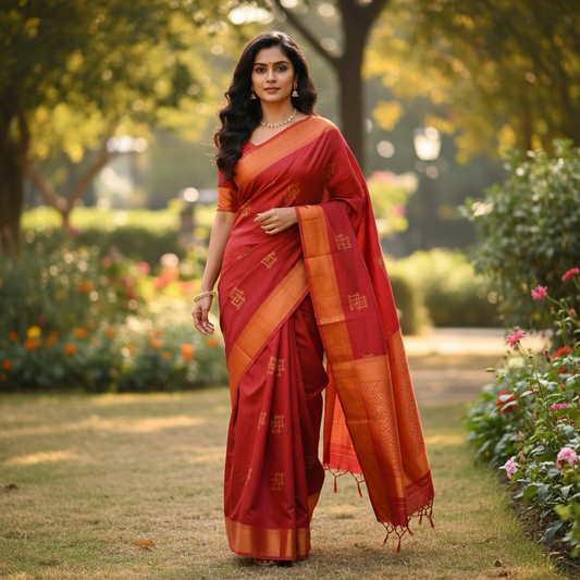Tusser Saree With contrast blouse - BBS170