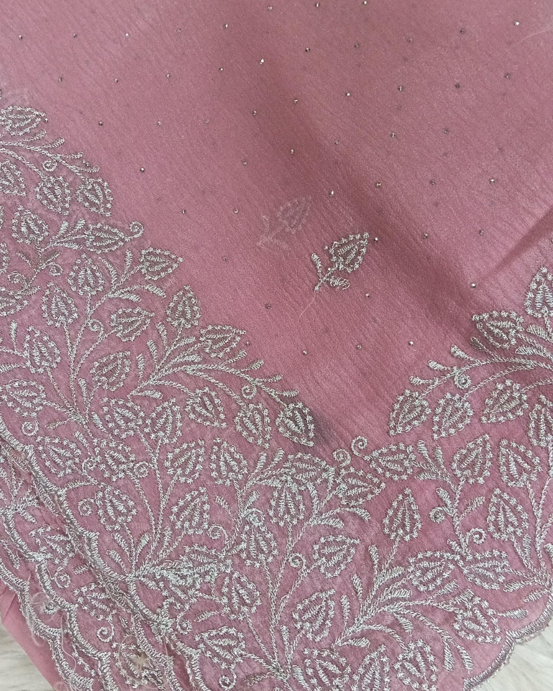 Crushed Georgette Shimmer Saree with scallop Border - BBS184A
