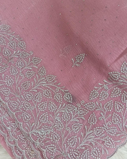 Crushed Georgette Shimmer Saree with scallop Border - BBS184A