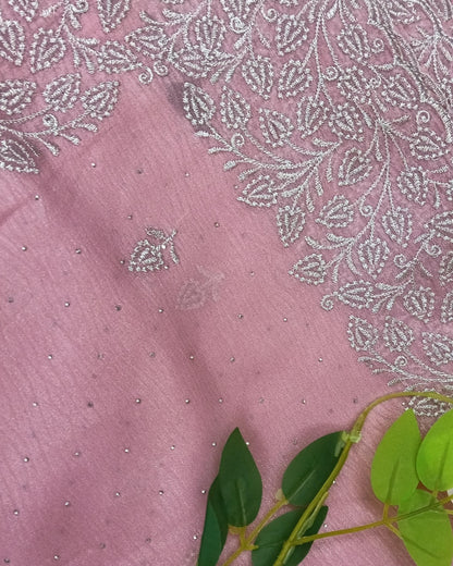 Crushed Georgette Shimmer Saree with scallop Border - BBS184A