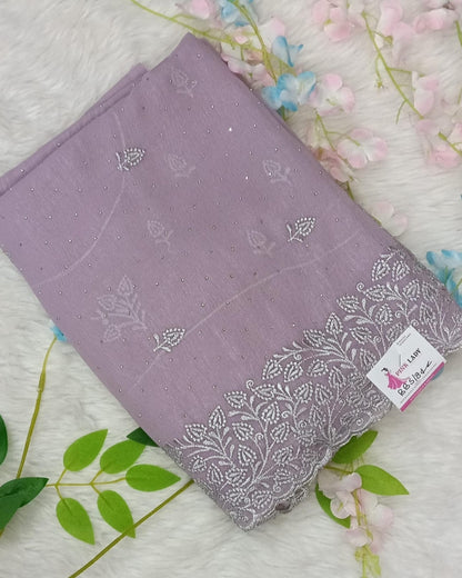 Crushed Georgette Shimmer Saree with scallop Border - BBS184C