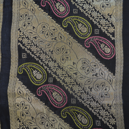 Banarasi Mashroo Saree with Weaving border and Big buta - BBS081