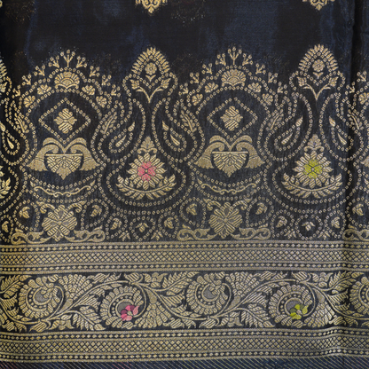 Banarasi Mashroo Saree with Weaving border and Big buta - BBS081