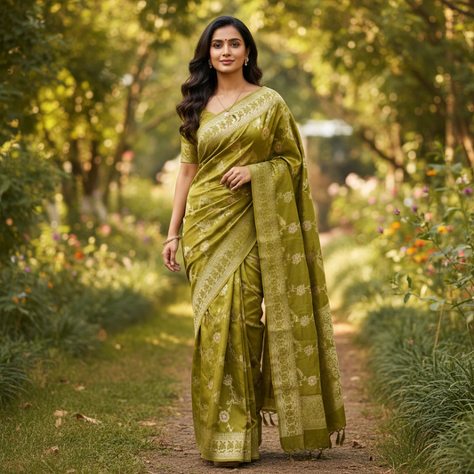 Banarasi Tissue Pattu saree with meenaakaari border - BBS086