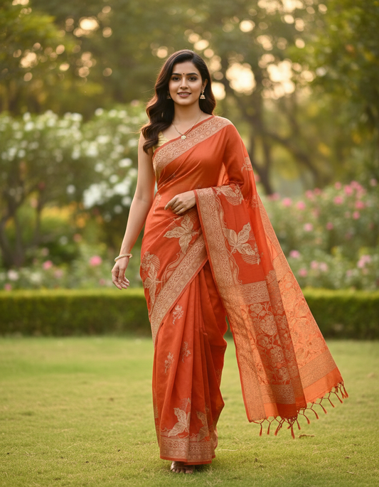 Banarasi Saree with Weaving border and Big buta - BBS072