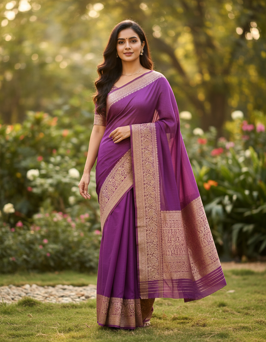 Banarasi Crape Silk saree with Jalli Design - BBS078