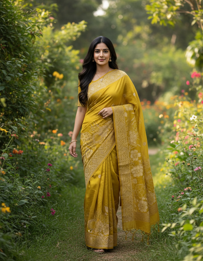 Banarasi Crape Silk Saree with Buta Design - BBS082