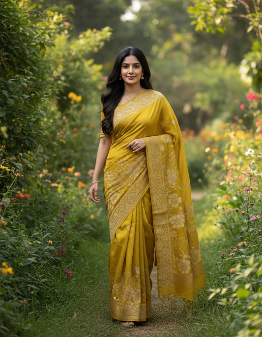 Banarasi Crape Silk Saree with Buta Design - BBS082