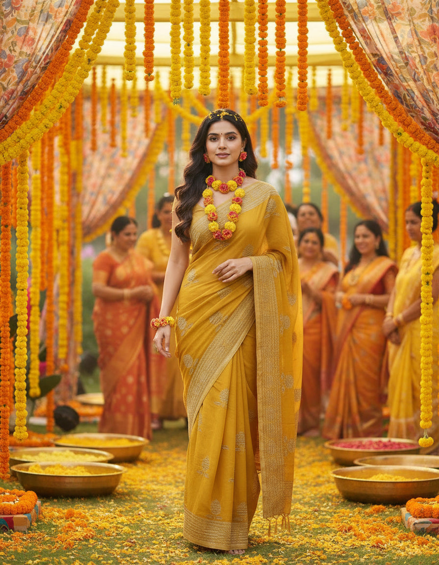 Banarasi chiffon Georgette Saree with Crushed Border - BBS107C
