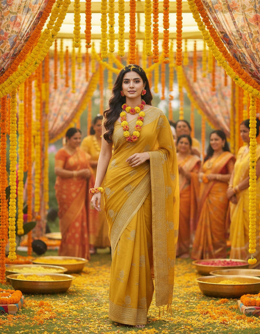 Banarasi chiffon Georgette Saree with Crushed Border - BBS107C