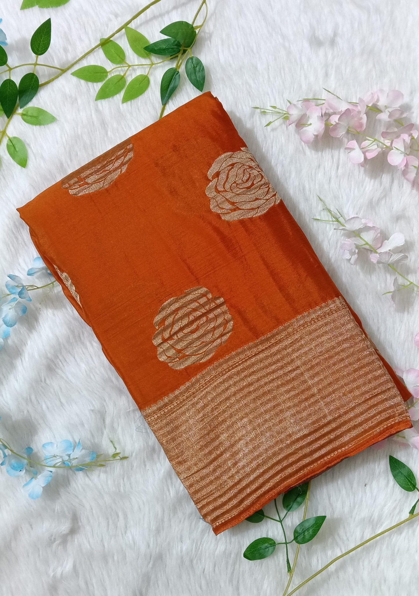 Banarasi chiffon Georgette Saree with Crushed Border - BBS107B