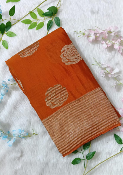 Banarasi chiffon Georgette Saree with Crushed Border - BBS107B