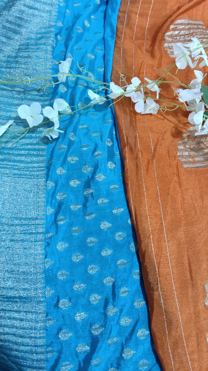 Banarasi chiffon Georgette Saree with Crushed Border - BBS107B