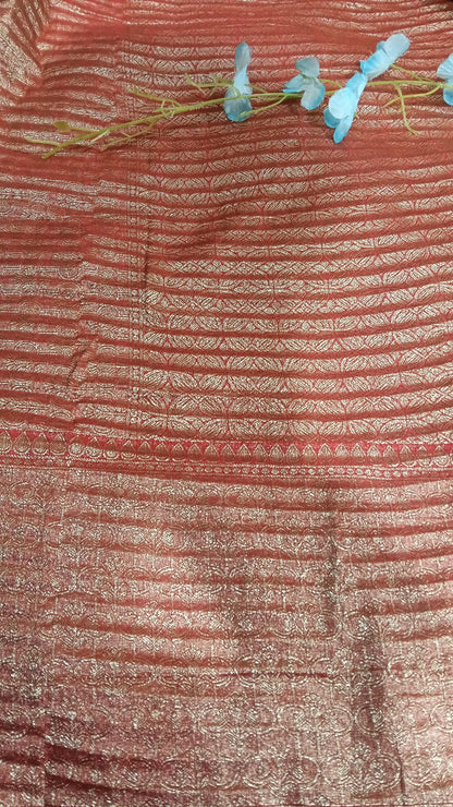 Banarasi chiffon Georgette Saree with Crushed Border - BBS107B