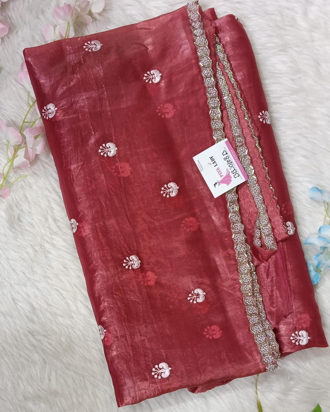 Designer Saree with Pearls Handwork Border - BBS108B