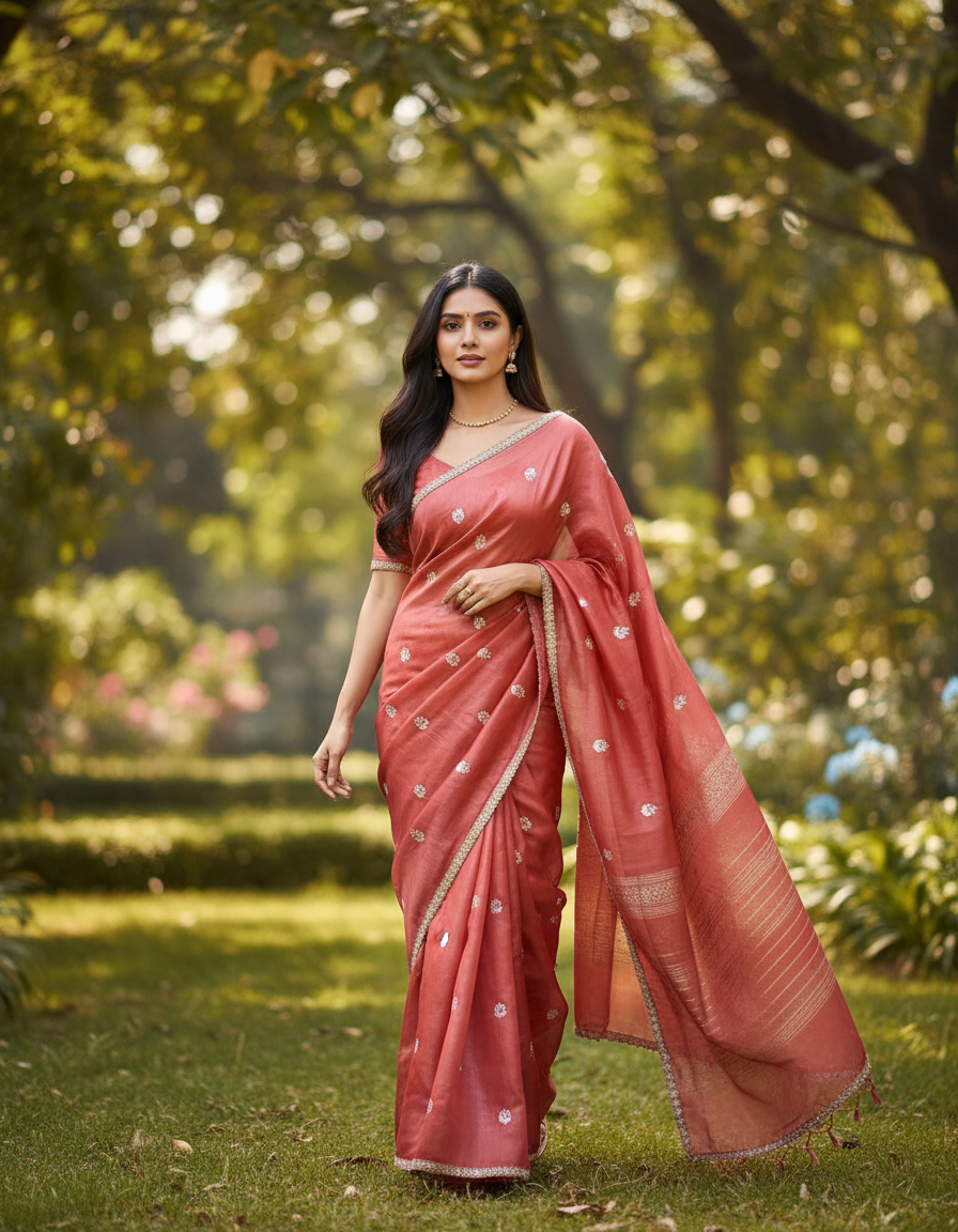 Designer Saree with Pearls Handwork Border - BBS108B