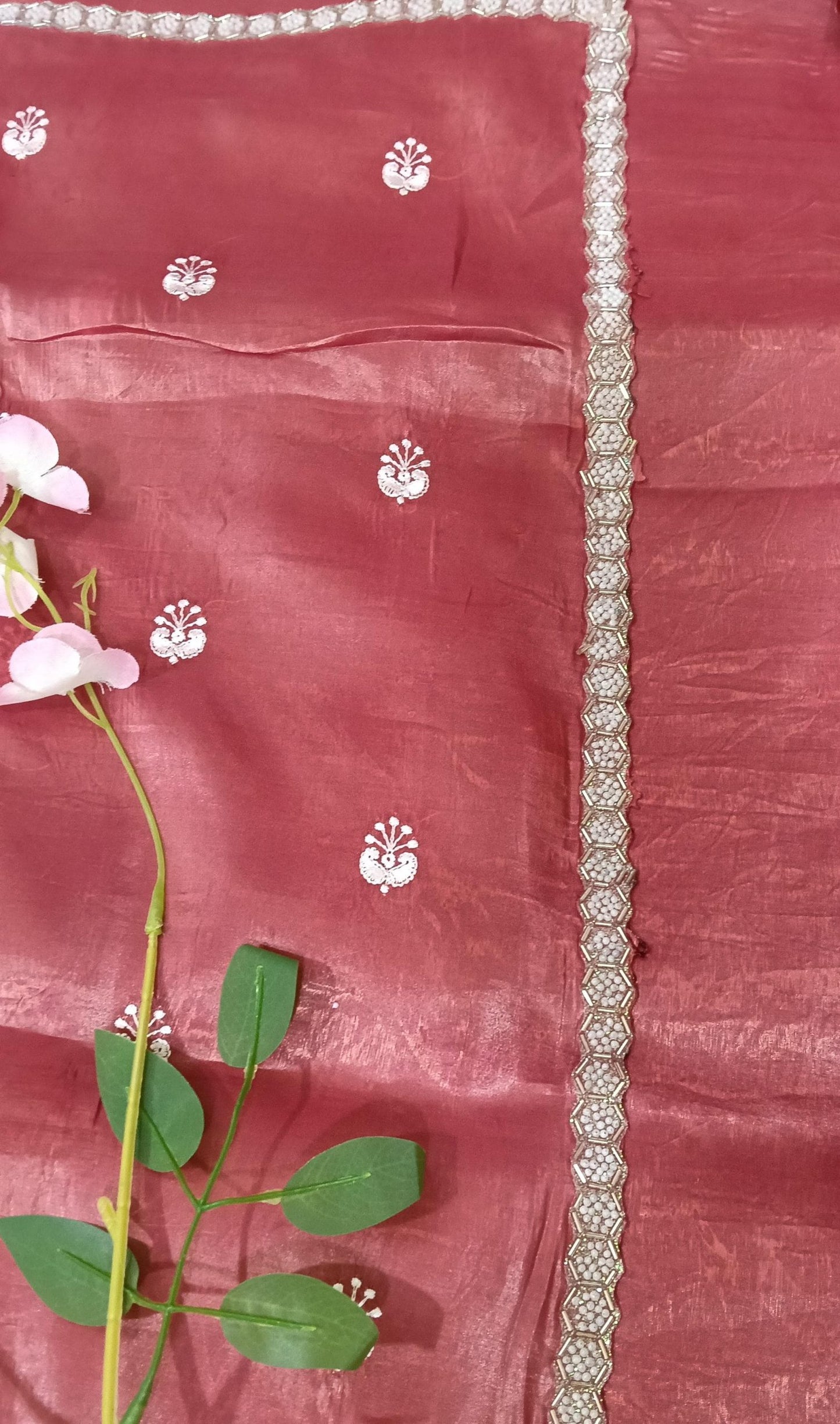 Designer Saree with Pearls Handwork Border - BBS108B