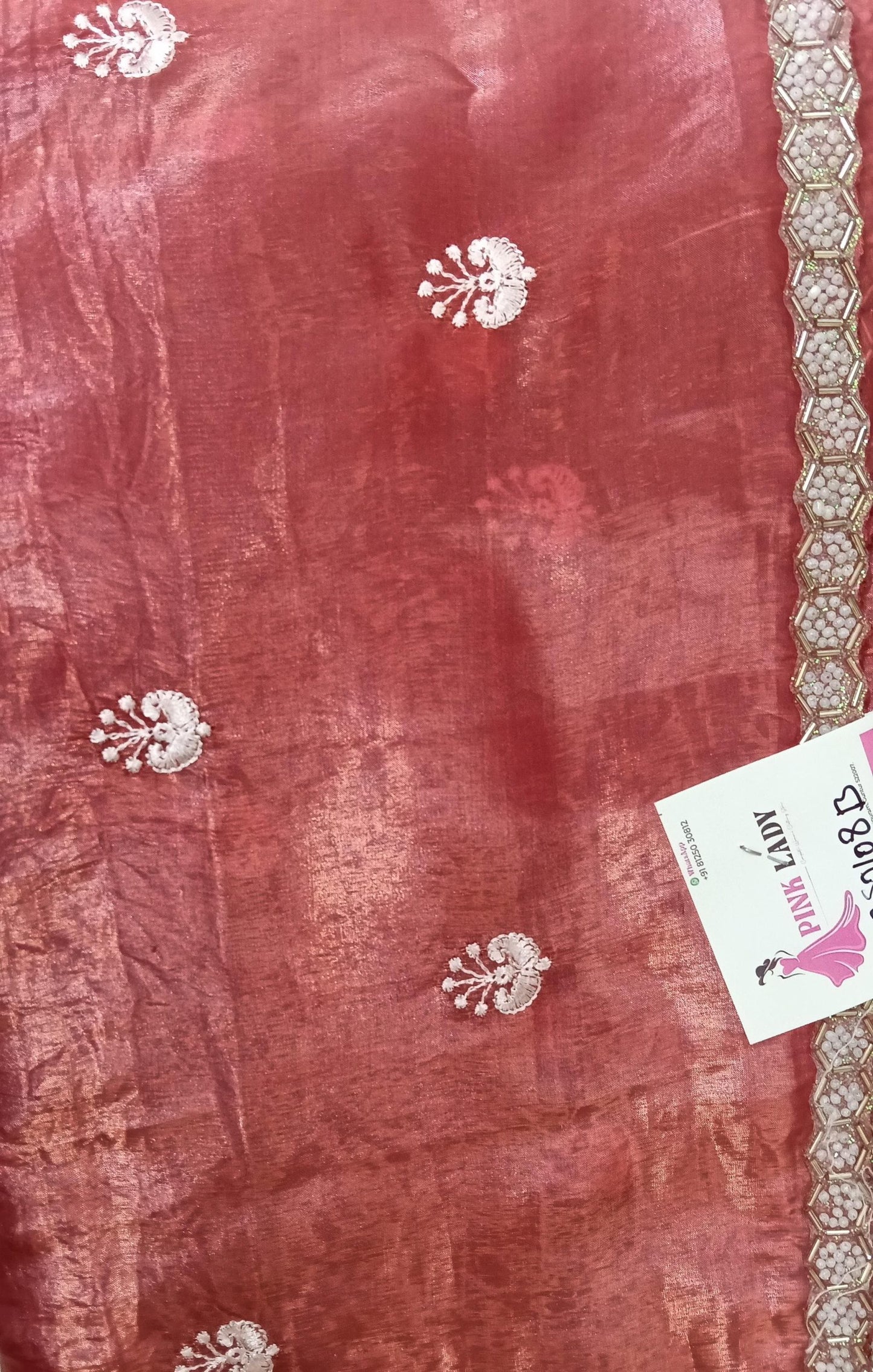 Designer Saree with Pearls Handwork Border - BBS108B