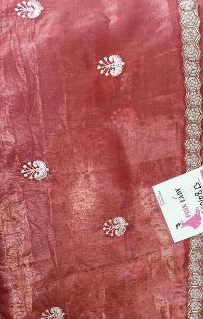 Designer Saree with Pearls Handwork Border - BBS108B