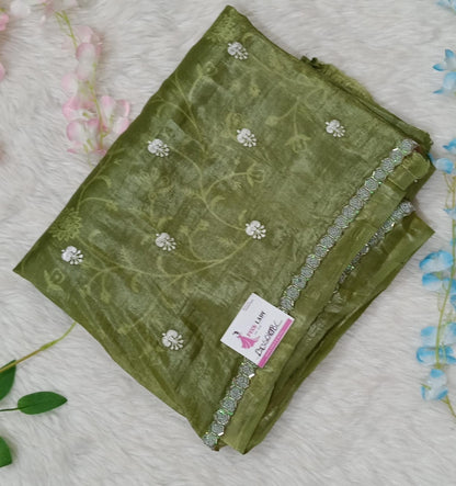 Designer Saree with Pearls Handwork Border - BBS108C