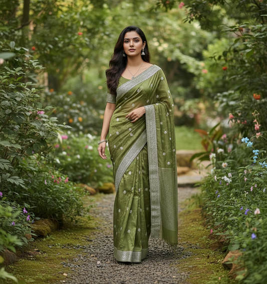 Designer Saree with Pearls Handwork Border - BBS108C