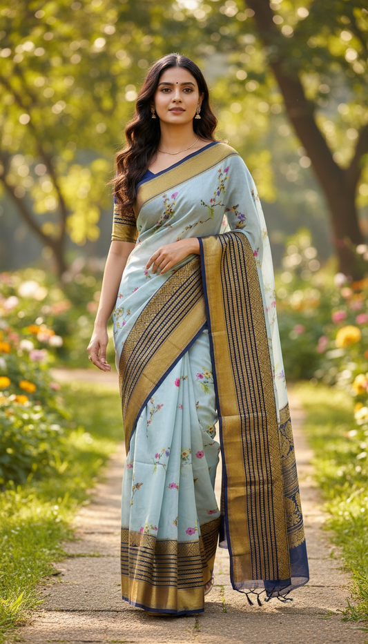 Semi Mysore Crape Silk Saree - BBS110A