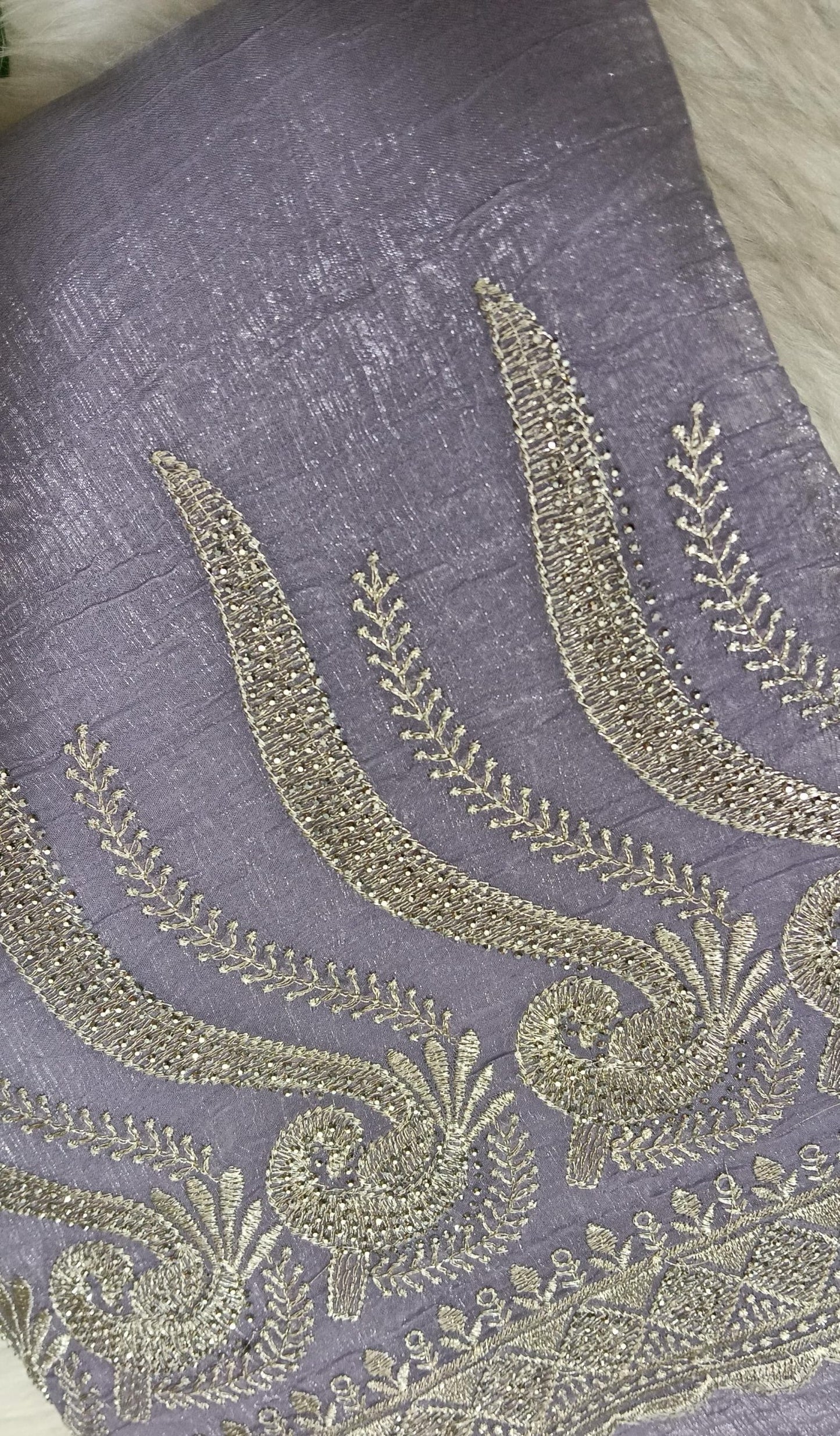 Designer georgette tissue Crushed Saree with all over Scallop Border - BBS111B