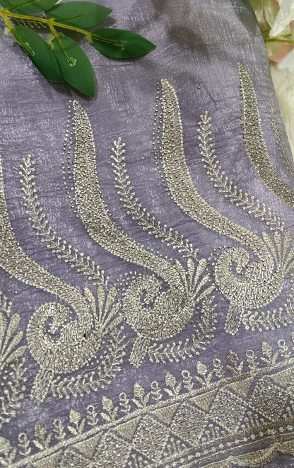 Designer georgette tissue Crushed Saree with all over Scallop Border - BBS111B