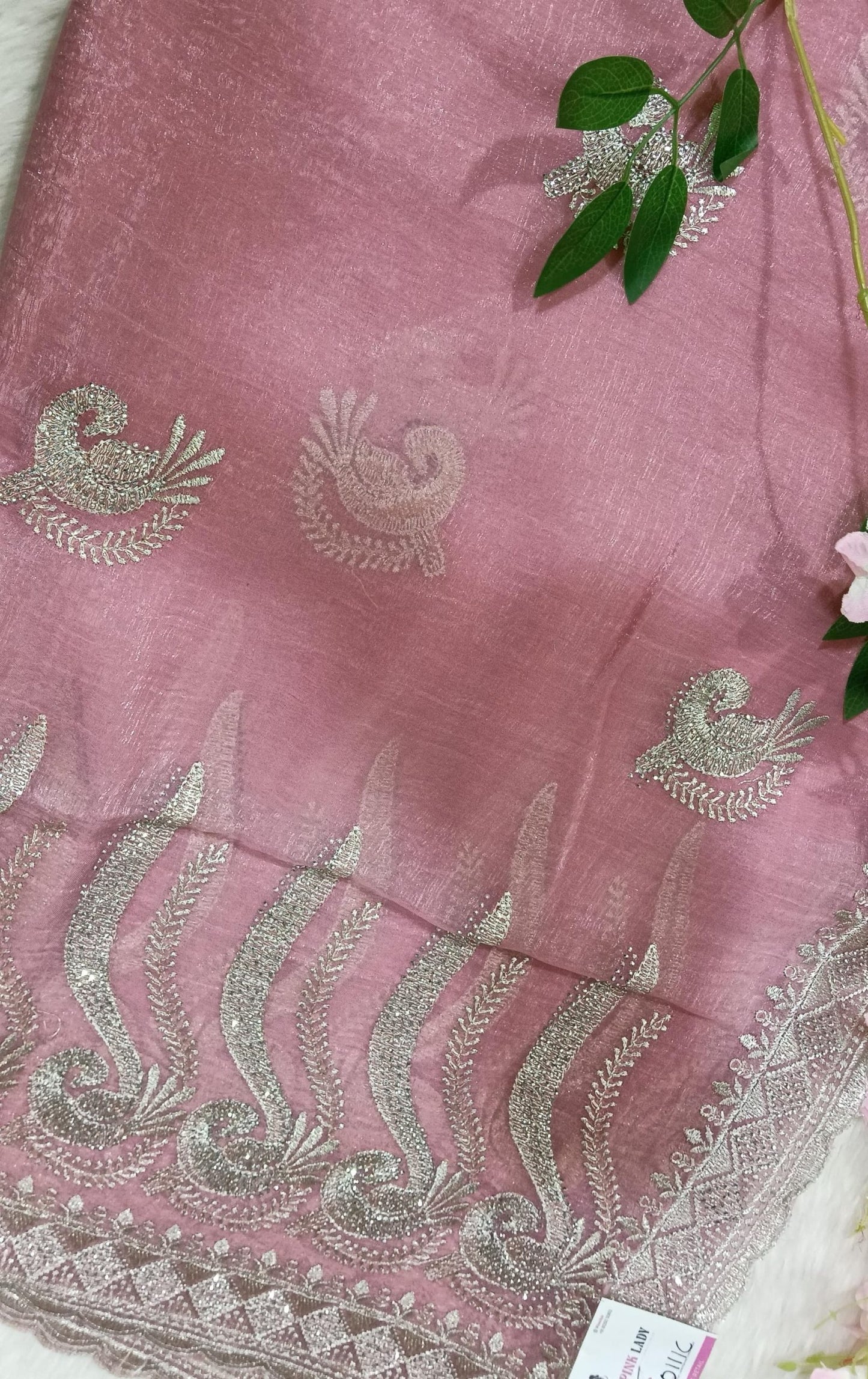 Designer georgette tissue Crushed Saree with all over Scallop Border - BBS111C