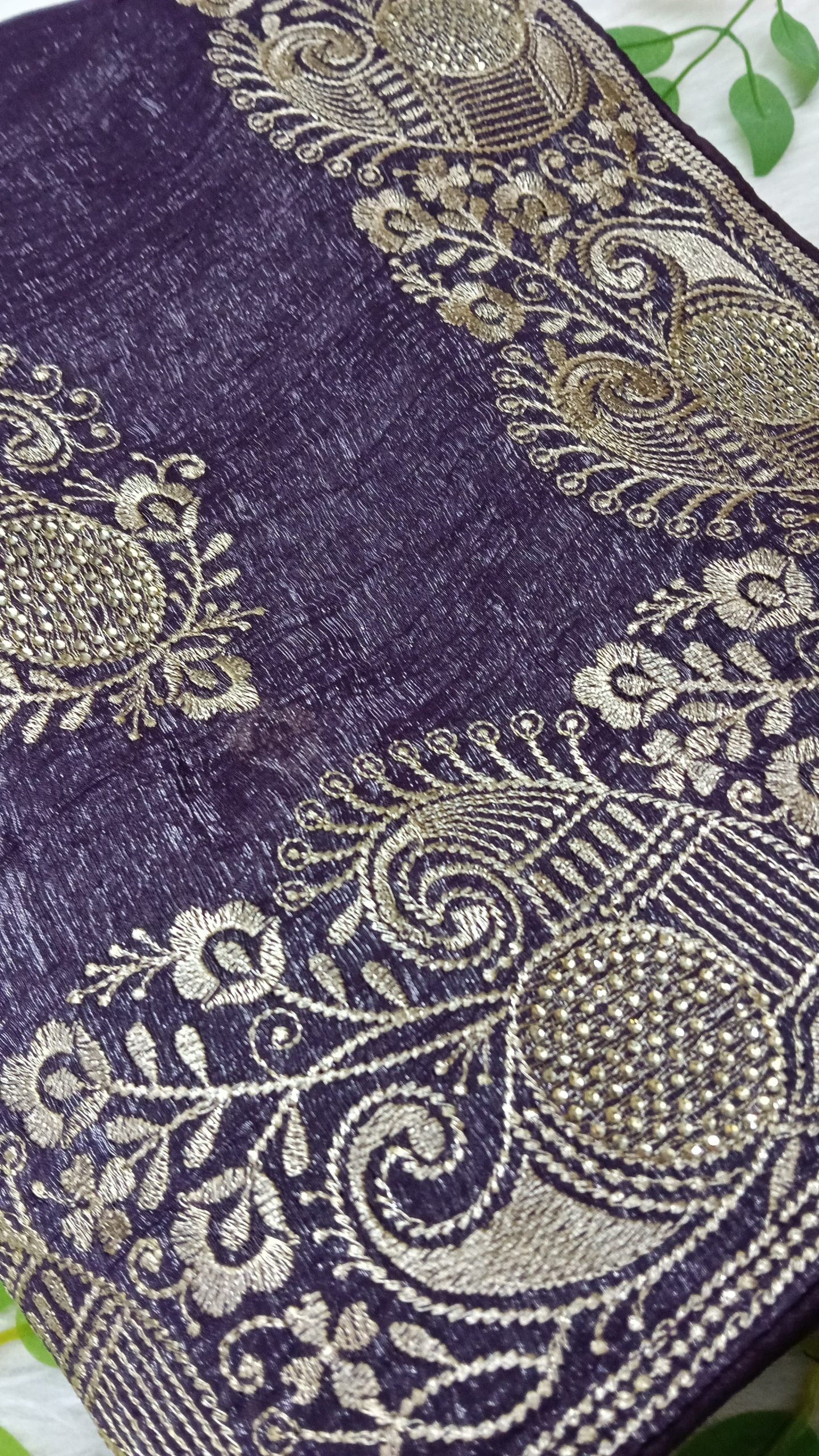 Crushed Georgette tissue Saree with Design Border - BBS112B