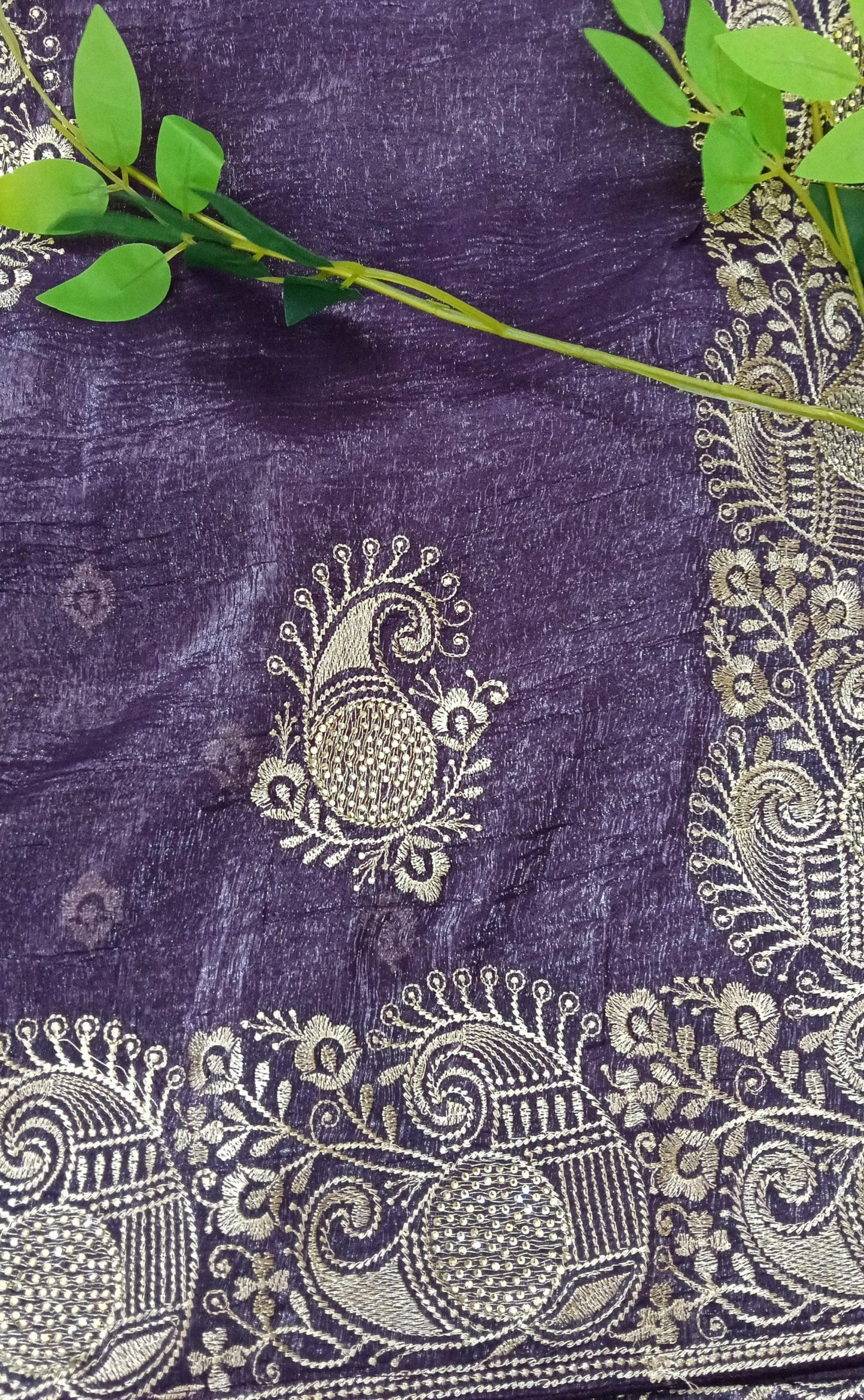 Crushed Georgette tissue Saree with Design Border - BBS112B