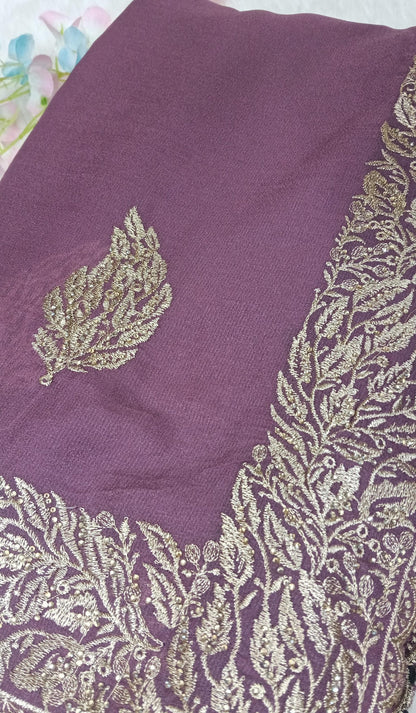 Designer georgette tissue Crushed Saree with all over Scallop Border - BBS113A